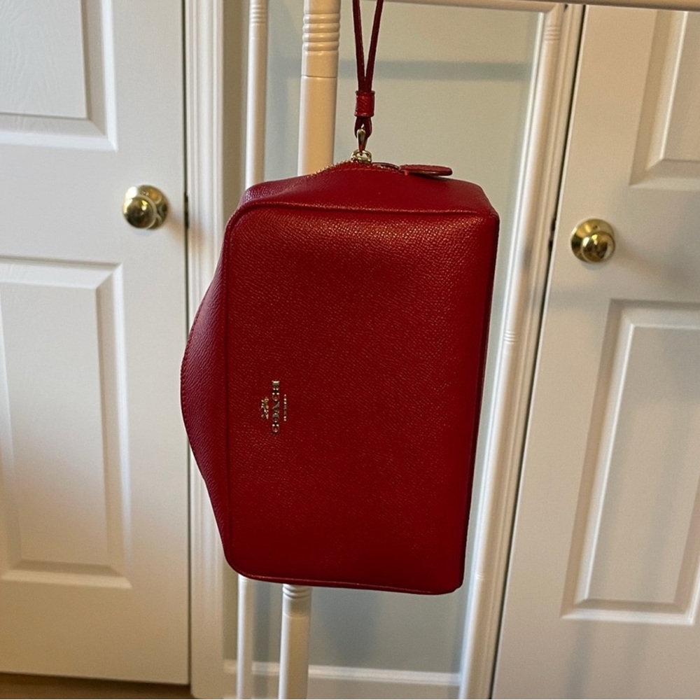 Coach Red Leather Cosmetic Bag